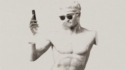 Greek statue with risograph effect remixed media