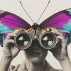 marcas fandoms collage mujer prismáticos mariposa