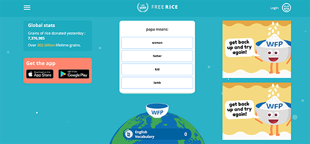 Pagina web para perder el tiempo de forma benefica contra hambre mundo